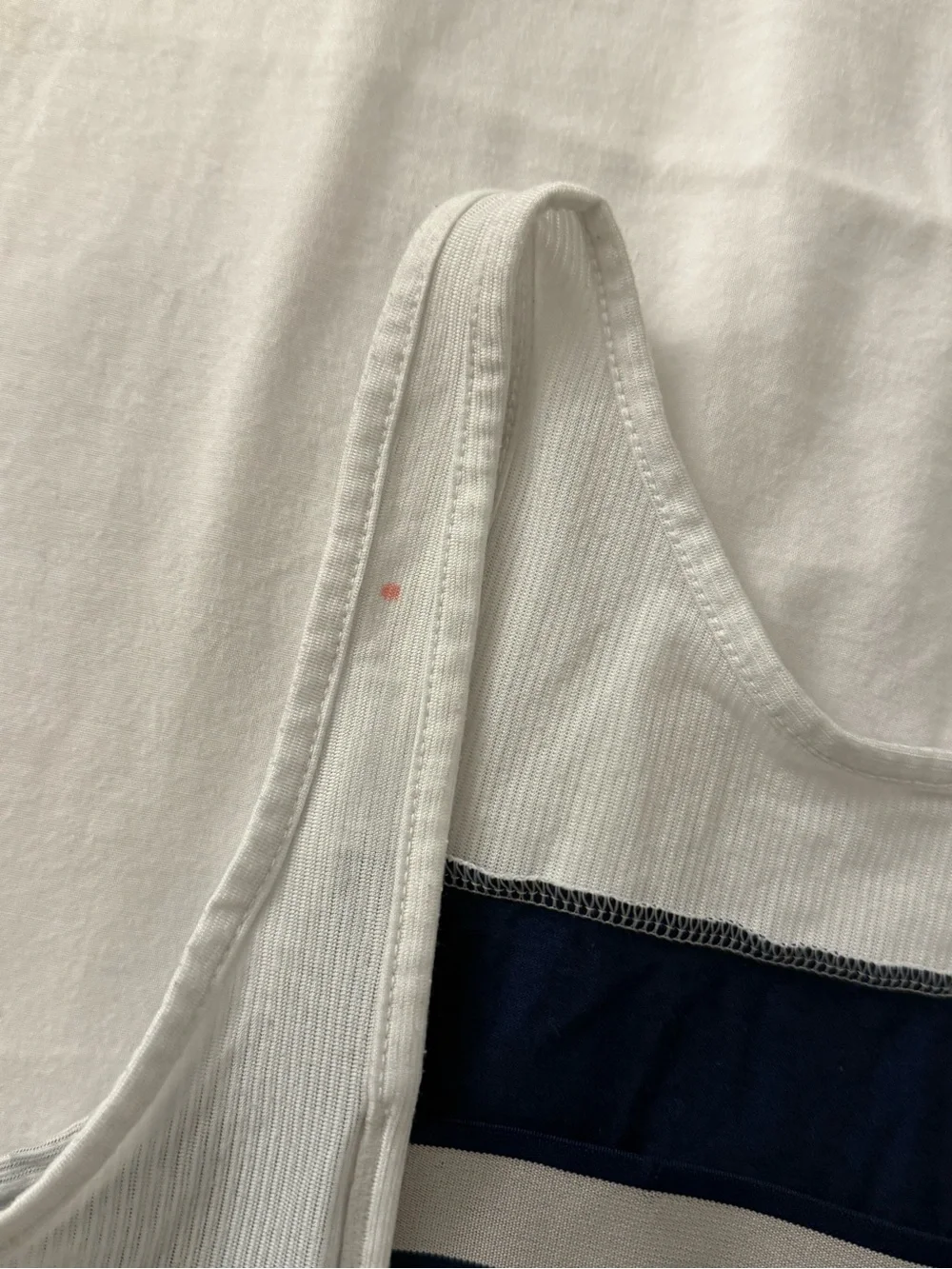 Girls Nike white & navy tank with blue panel and white Nike logo, size S